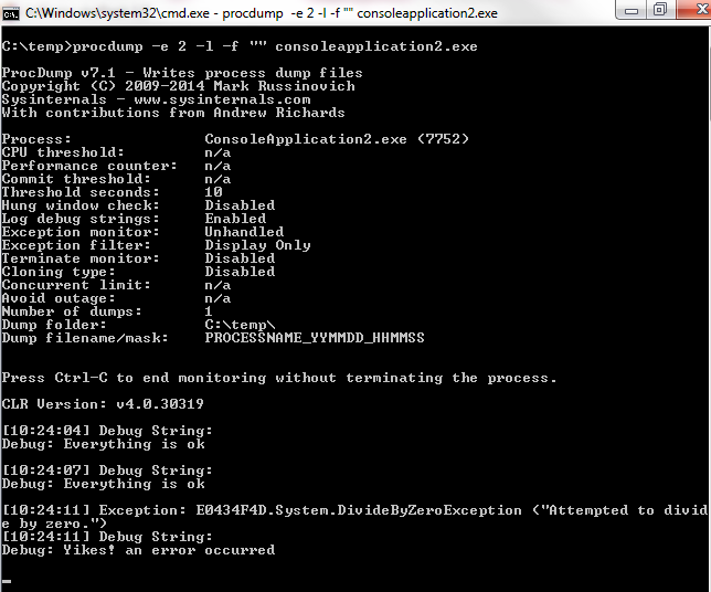 Command line screenshot