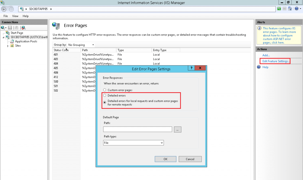 IIS Manager Console Screenshot