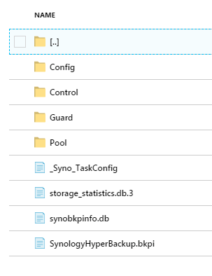 Screenshot of HyperBackup files in Azure