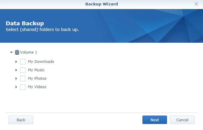 Screenshot of Synology HyperBackup