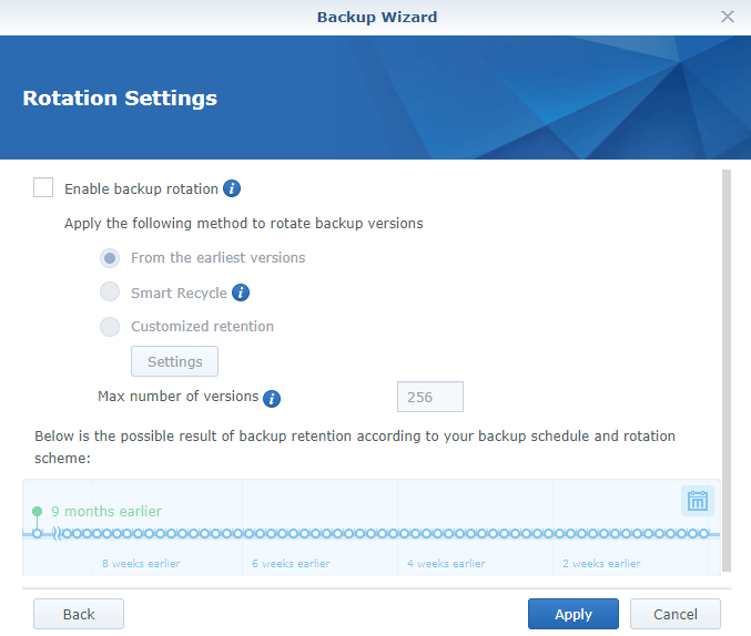 Screenshot of Synology HyperBackup