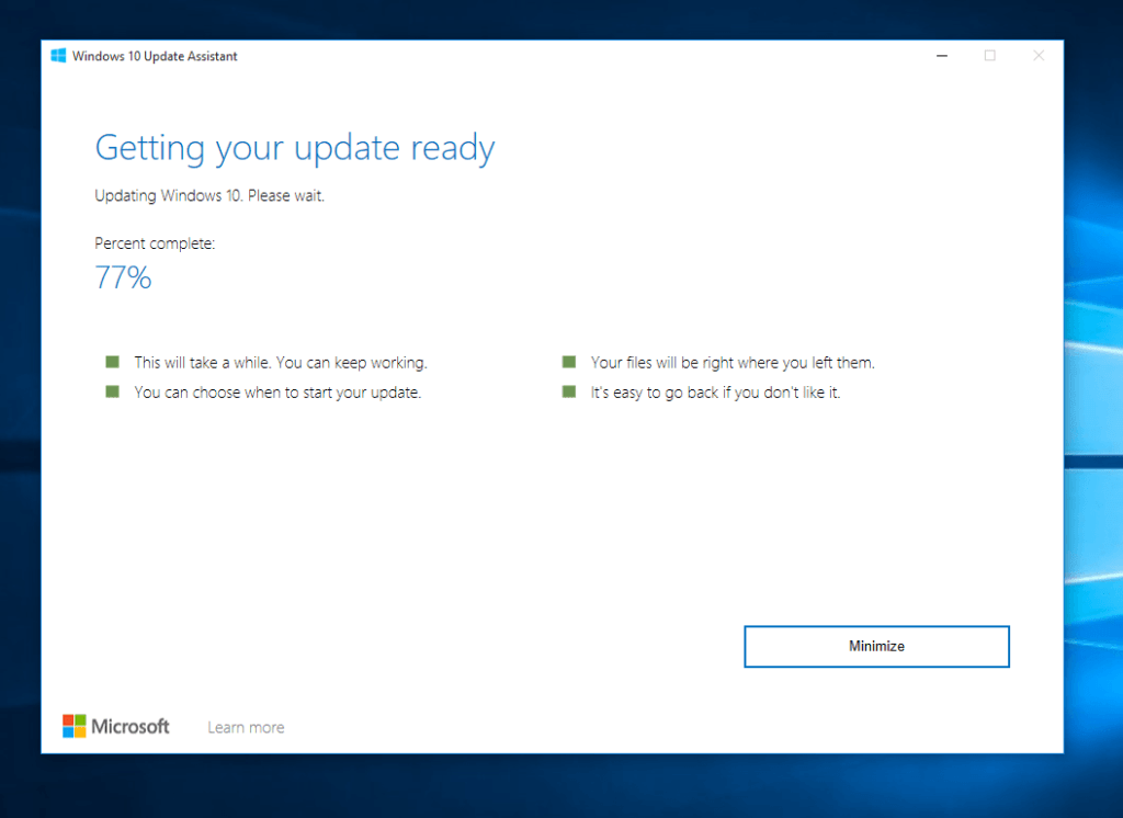 Windows 10 Update Assistant Screenshot